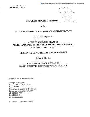 Read Online A Three-Year Program of Micro- And Nano-System Technology Development for X-Ray Astronomy - National Aeronautics and Space Administration | PDF